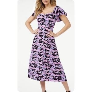 Sofia Vergara Multicolored Flutter Sleeve Midi Dress Size XS (0-2)